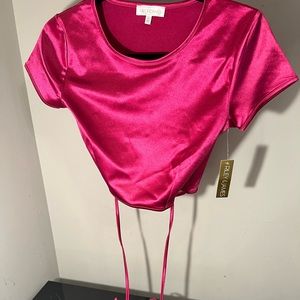 Metallic Pink size Med (runs small) wrap shirt (New)